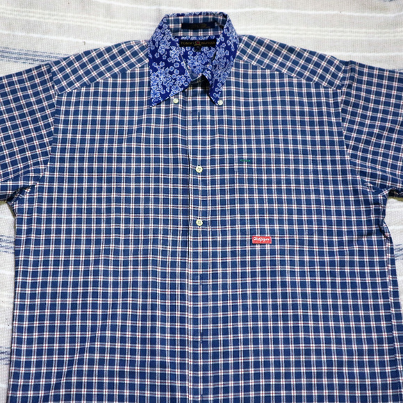Tommy Hilfiger Other - VTG TOMMY HILFIGER Flower Collar Plaid Shirt Sz Medium Men